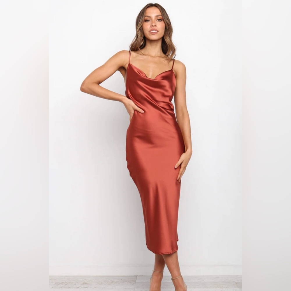 Petal and Pup Satin dress in Rust Size 6
